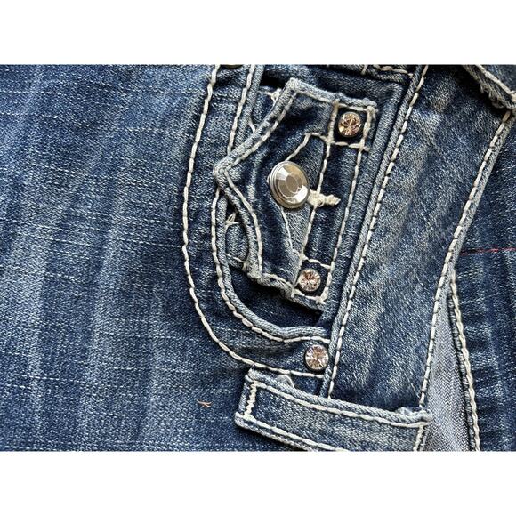 True Religion Distressed Jeans Sz 26 Bling Pockets Cowgirl Western Rodeo Y2K - Picture 8 of 14